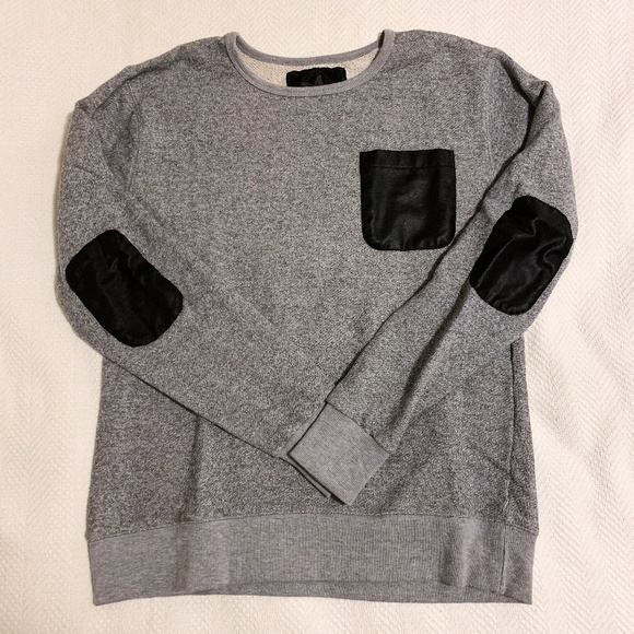 Artistix Jeans Sweaters - Artistix Jeans Grey Knit Sweater With Faux Leather